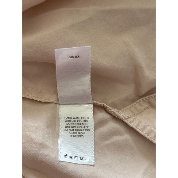 Unsubscribed Women's Medium Peach Silk Button Front Lightweight Flowy Tunic Top - Picture 6 of 11